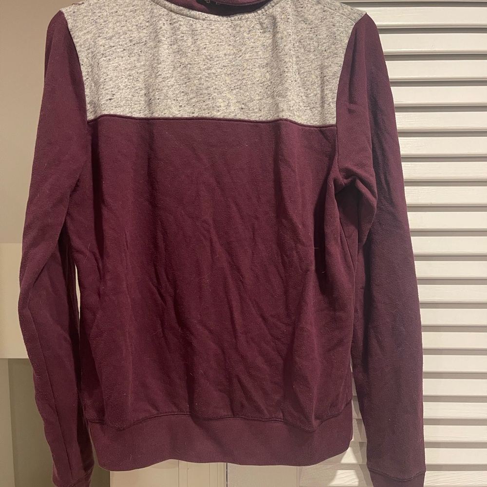 PINK Victoria's Secret Maroon and Heather Gray Half-Zip Pullover - Picture 3 of 4